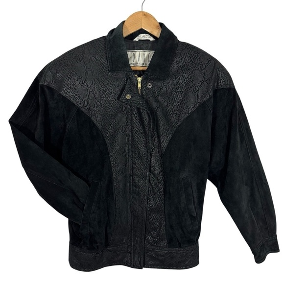 BB Dakota Jackets & Blazers - Vintage 80s BB Dakota Leather Bomber Jacket Sz M Black Moto Western Suede EUC